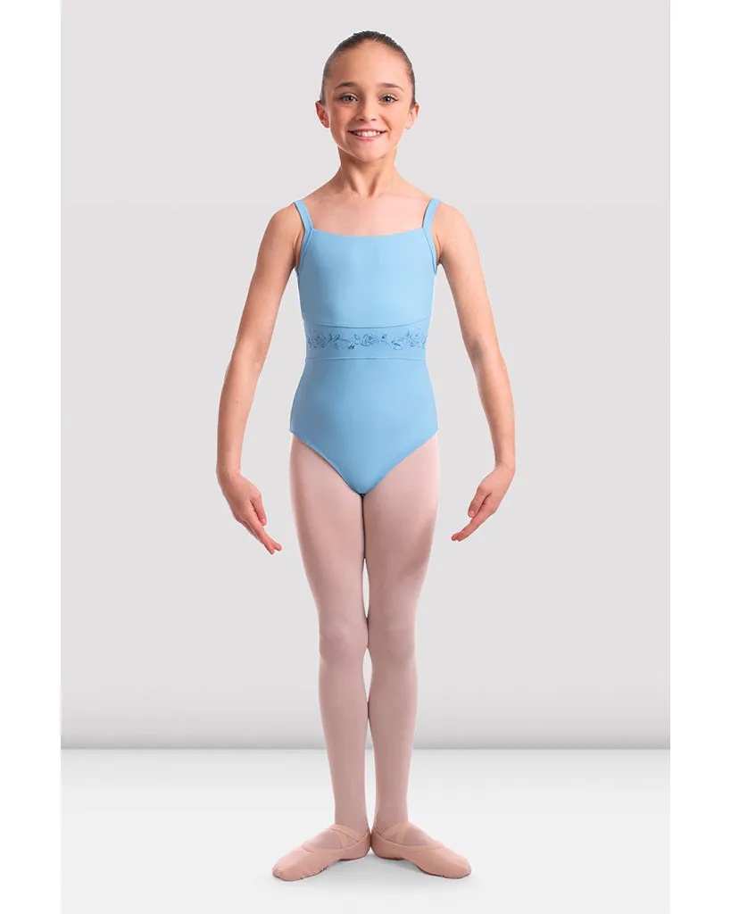 Bloch Lezlie Scoop Neck Mesh Back Rose Embroidered Camisole Leotard - CL2377 Girls