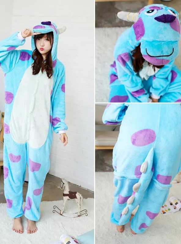 BLUE CUTE CARTOON CONJOINED PAJAMAS SULLIVAN BLUE COW