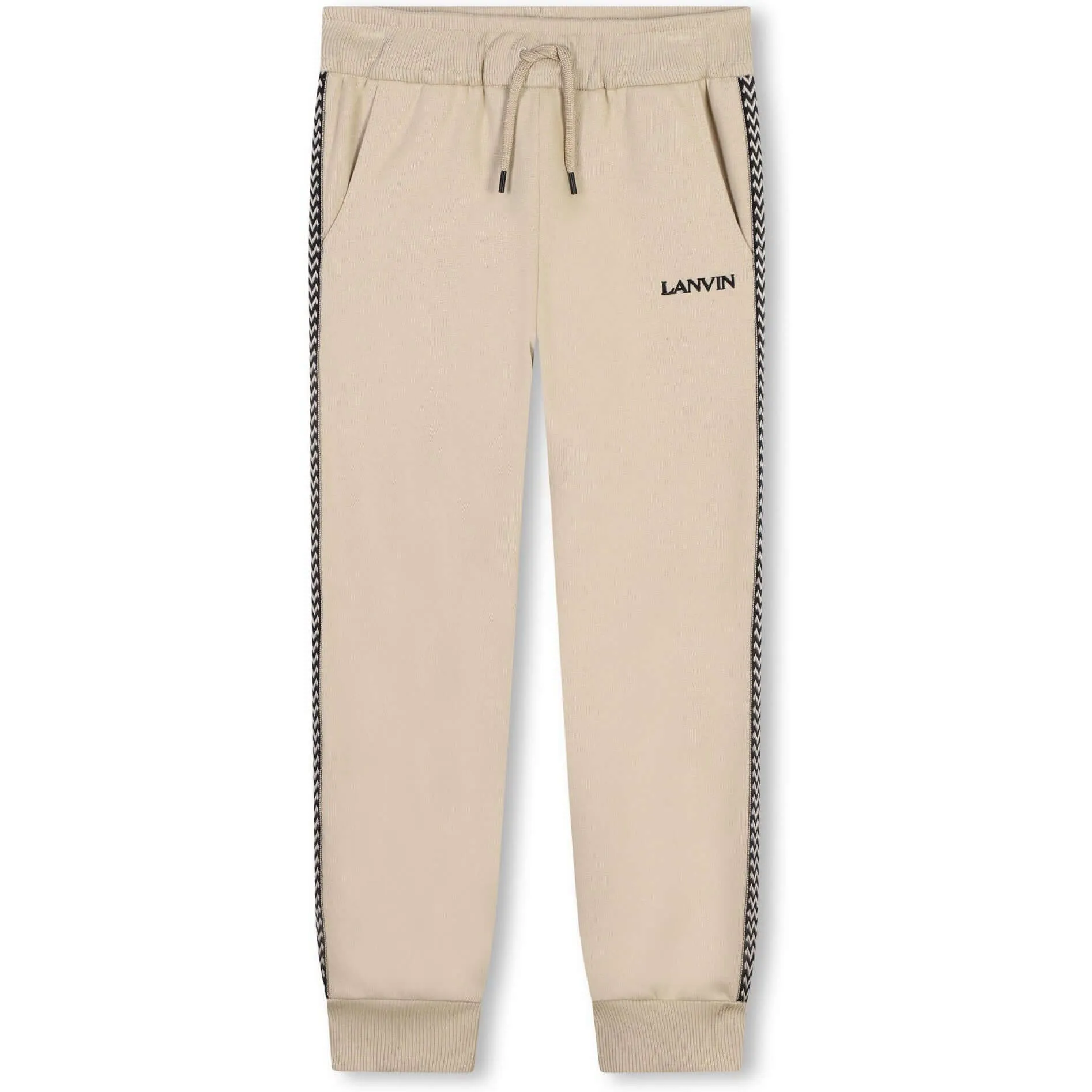 Boys Beige Curb Logo Joggers