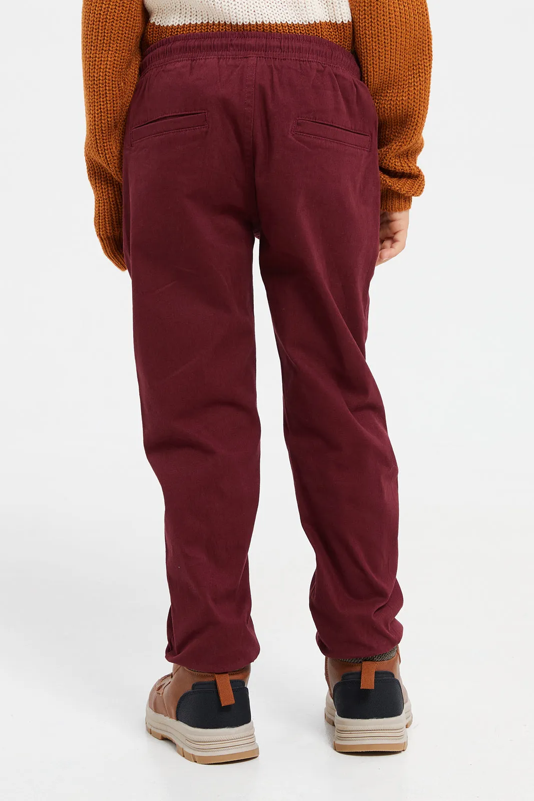 Boys Burgundy Elasticated Waist Jogger