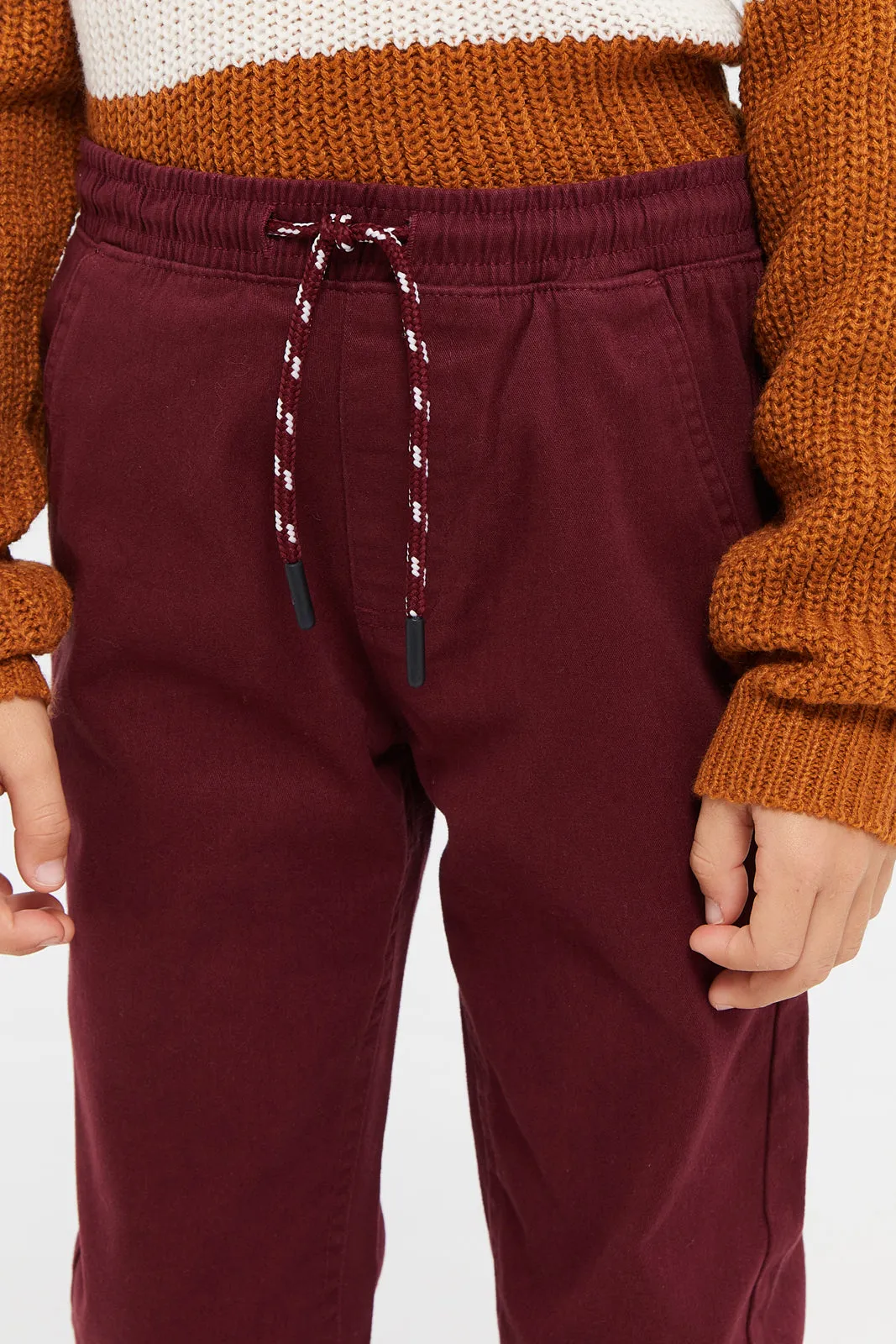 Boys Burgundy Elasticated Waist Jogger