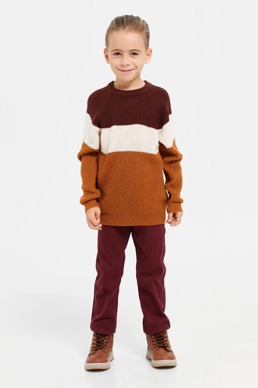 Boys Burgundy Elasticated Waist Jogger