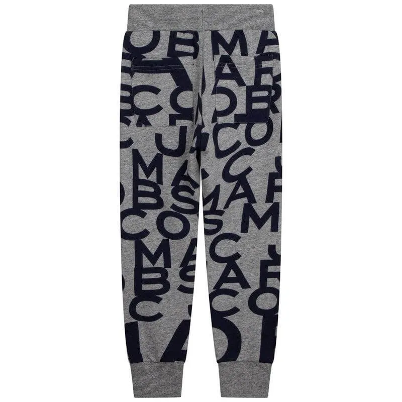 Boys Grey All Over Logo Joggers