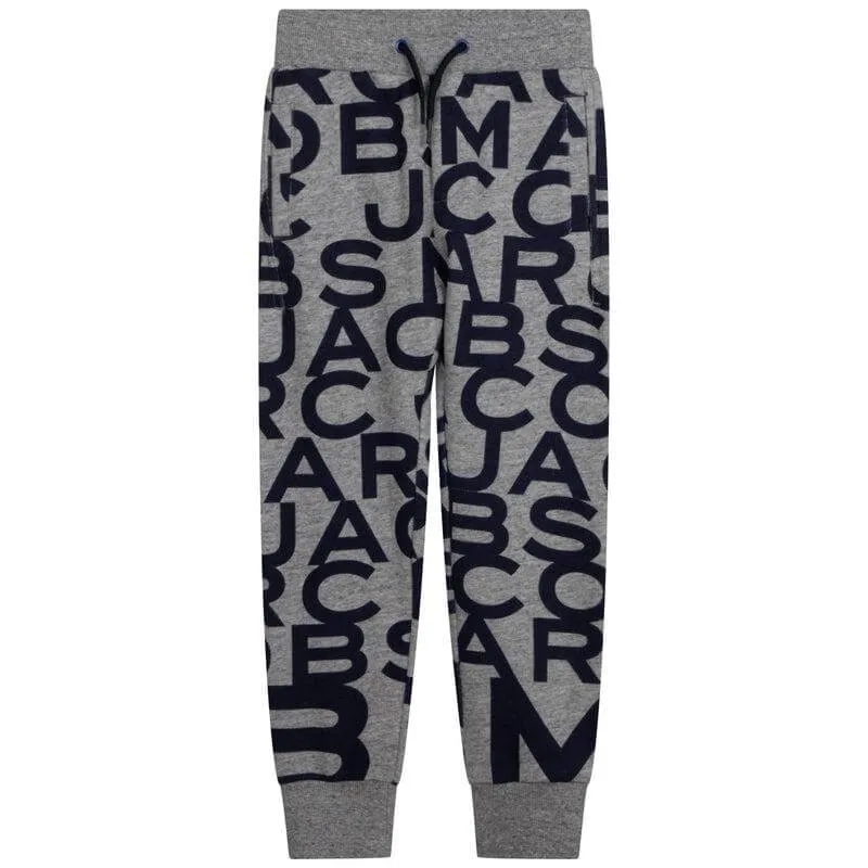 Boys Grey All Over Logo Joggers