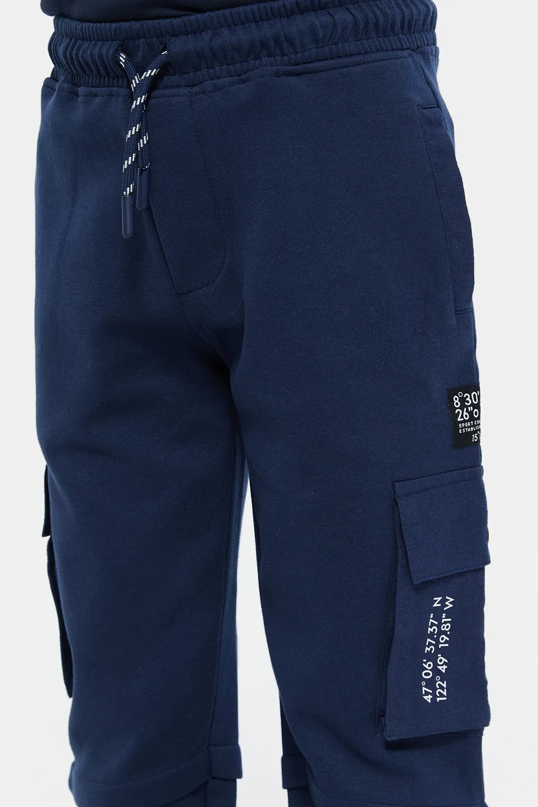 Boys Navy Interlock Jogger Pants