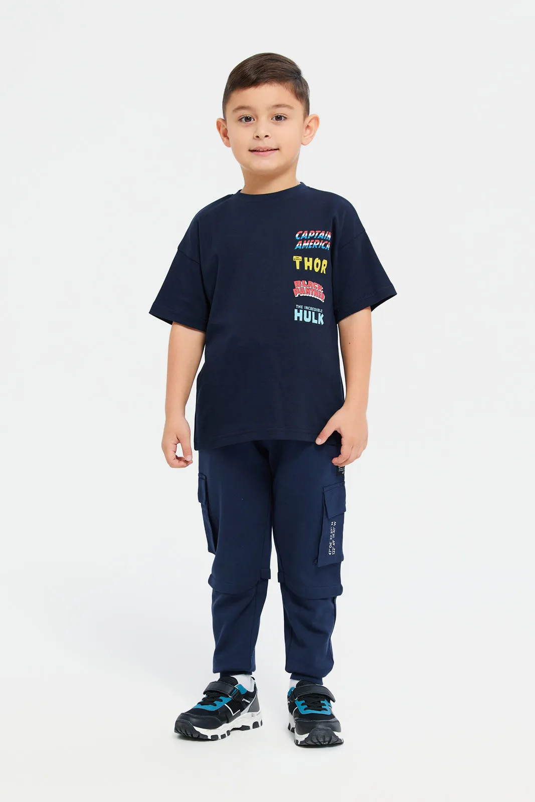 Boys Navy Interlock Jogger Pants