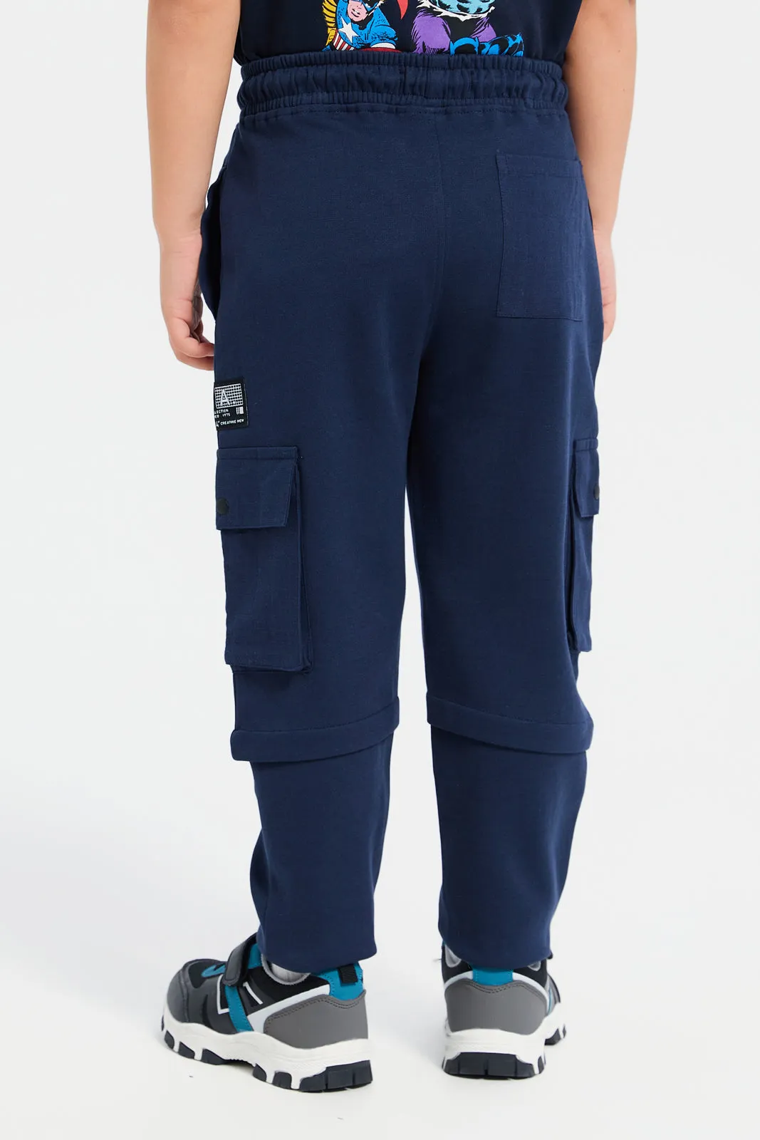 Boys Navy Interlock Jogger Pants