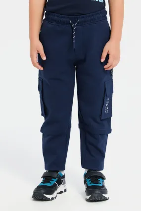 Boys Navy Interlock Jogger Pants