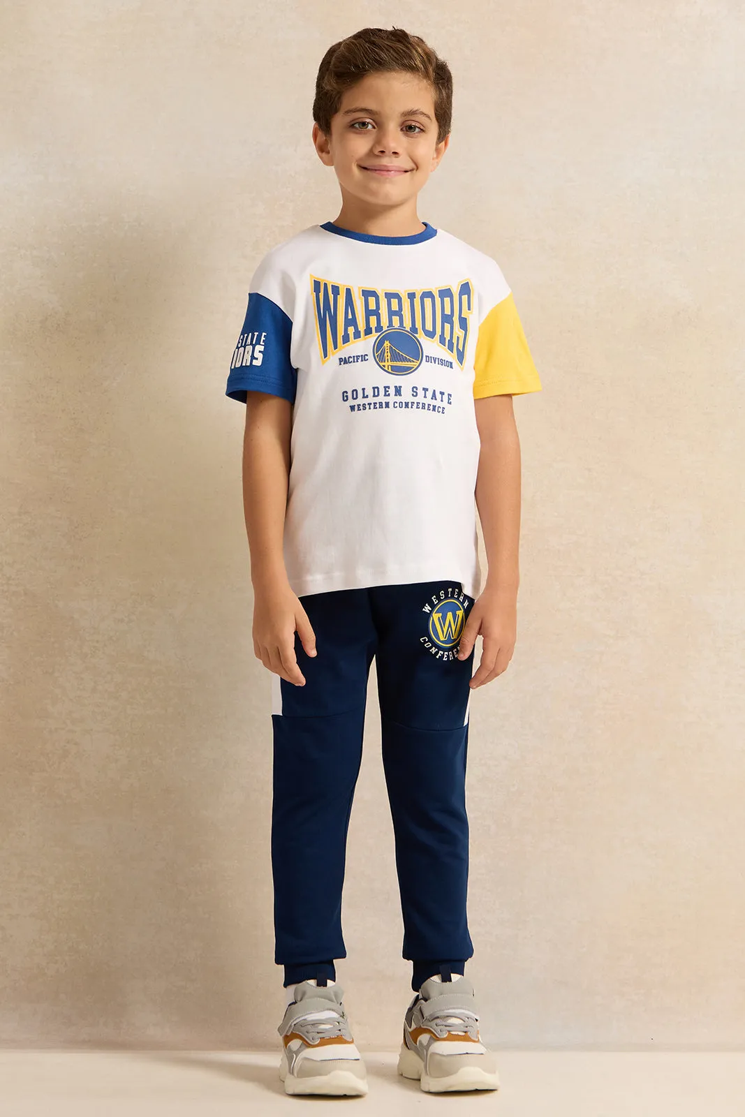 Boys Navy Nba Print Active Pants