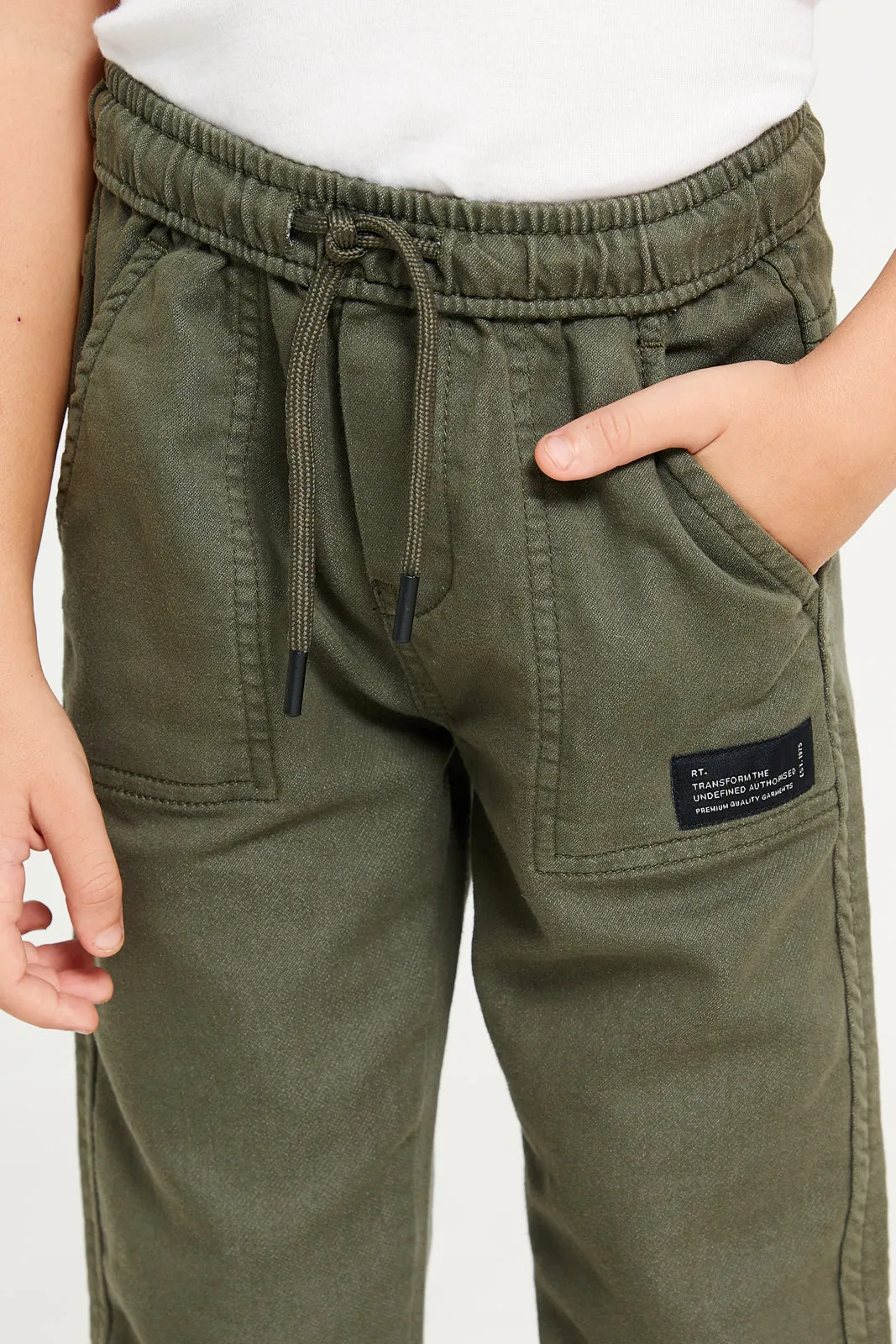 Boys Olive Denim Joggers