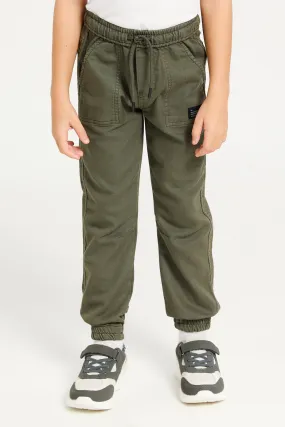 Boys Olive Denim Joggers