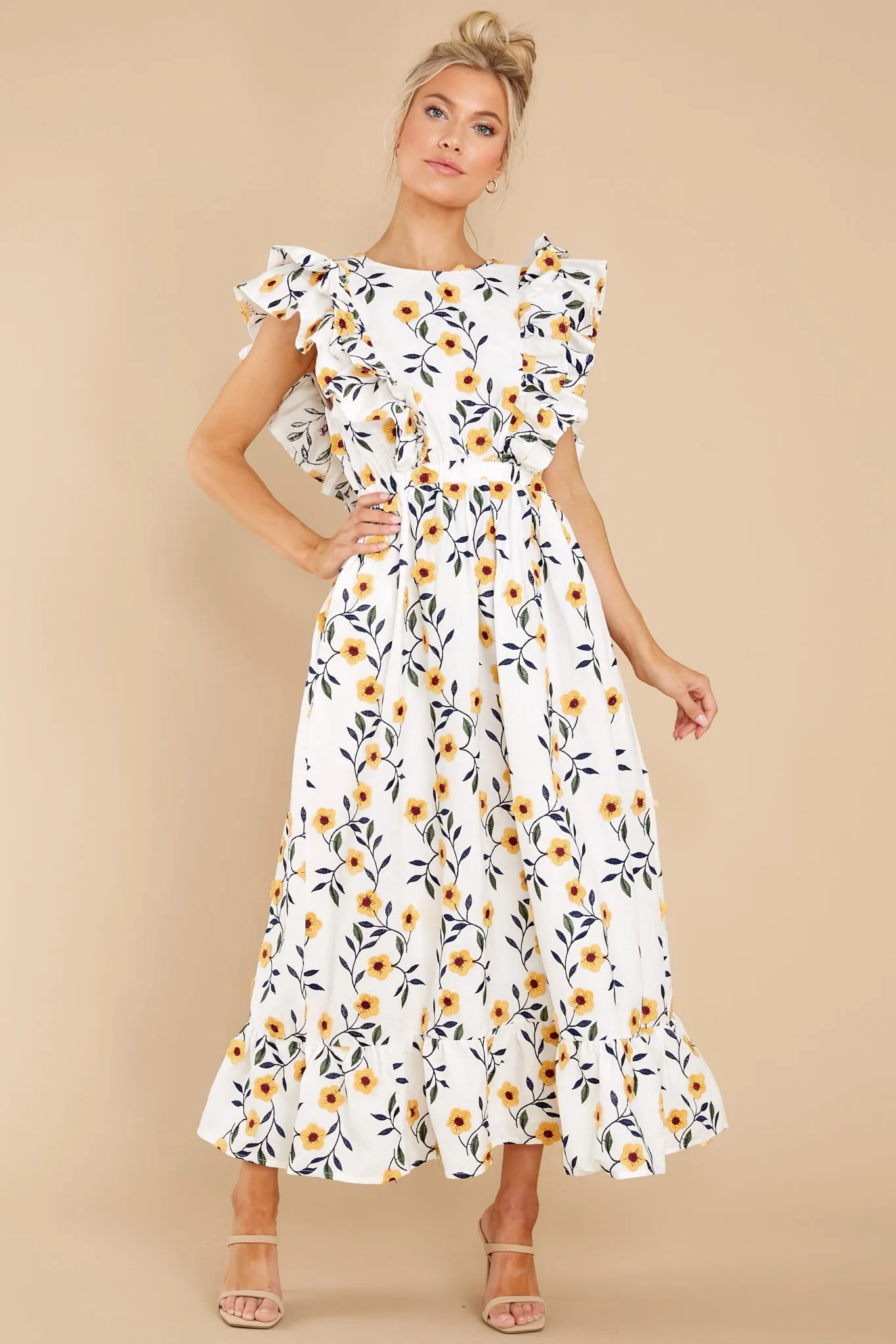 Bring Me Through The Garden White Floral Print Maxi Dress