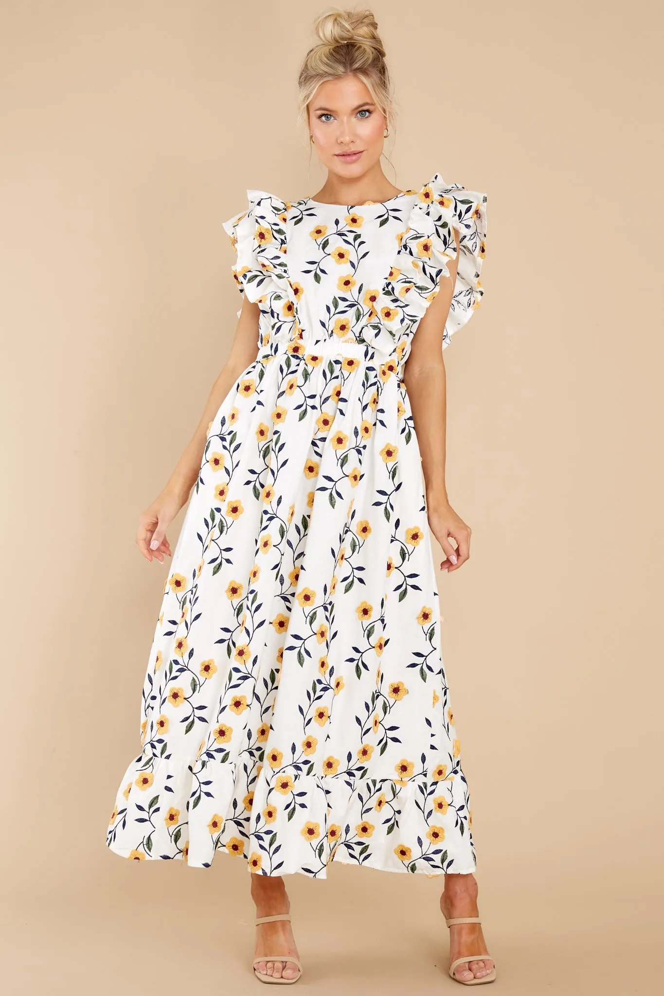 Bring Me Through The Garden White Floral Print Maxi Dress