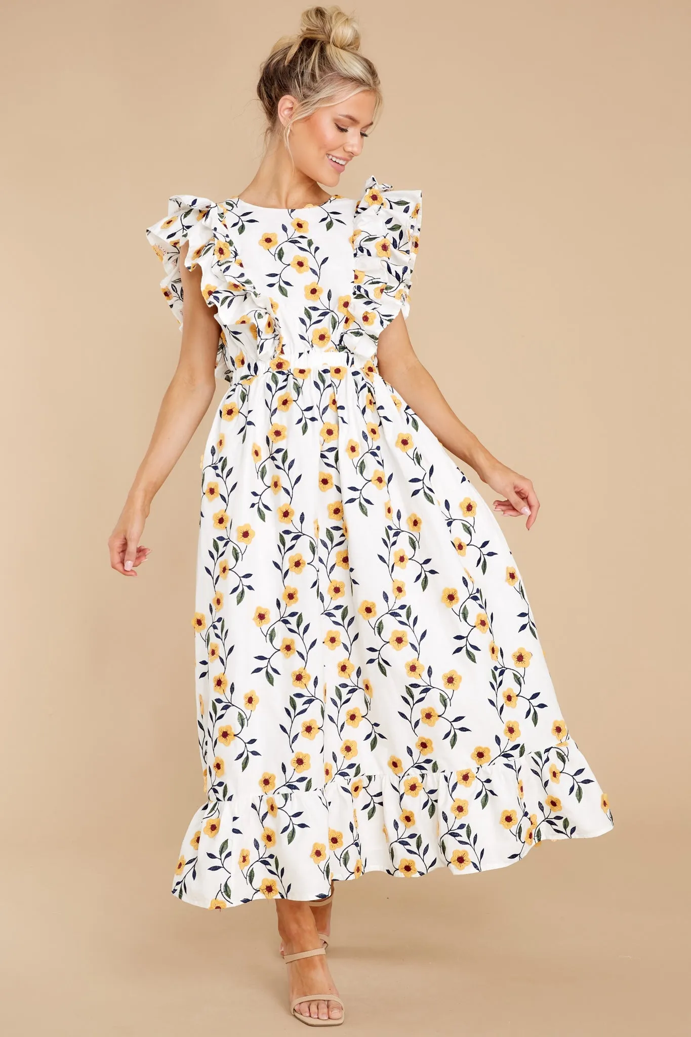 Bring Me Through The Garden White Floral Print Maxi Dress