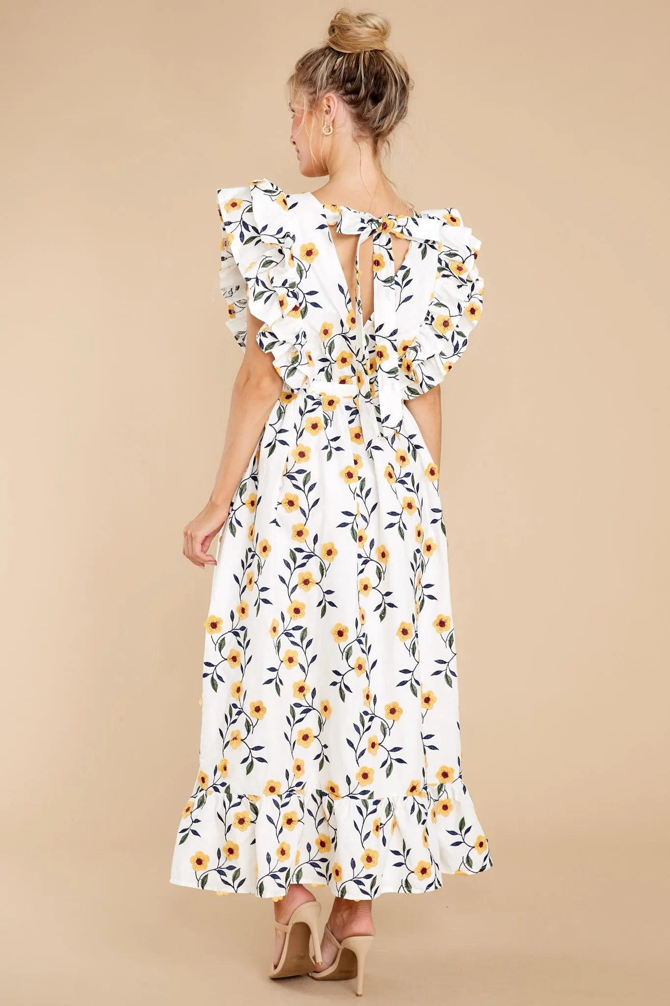 Bring Me Through The Garden White Floral Print Maxi Dress