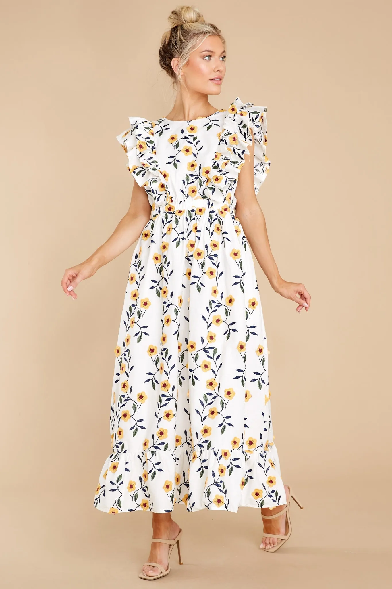 Bring Me Through The Garden White Floral Print Maxi Dress