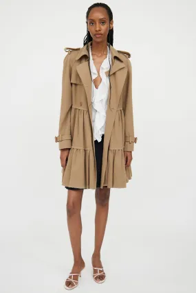 Brown Peplum Wool Trench Coat