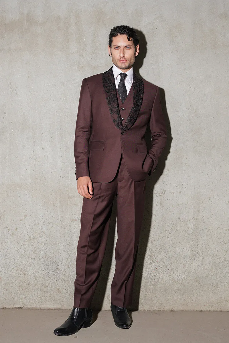 Brown Single Breasted Suit