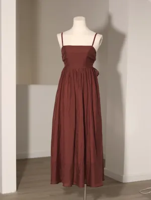 Burgundy Casual Tie Back Summer Maxi Dress