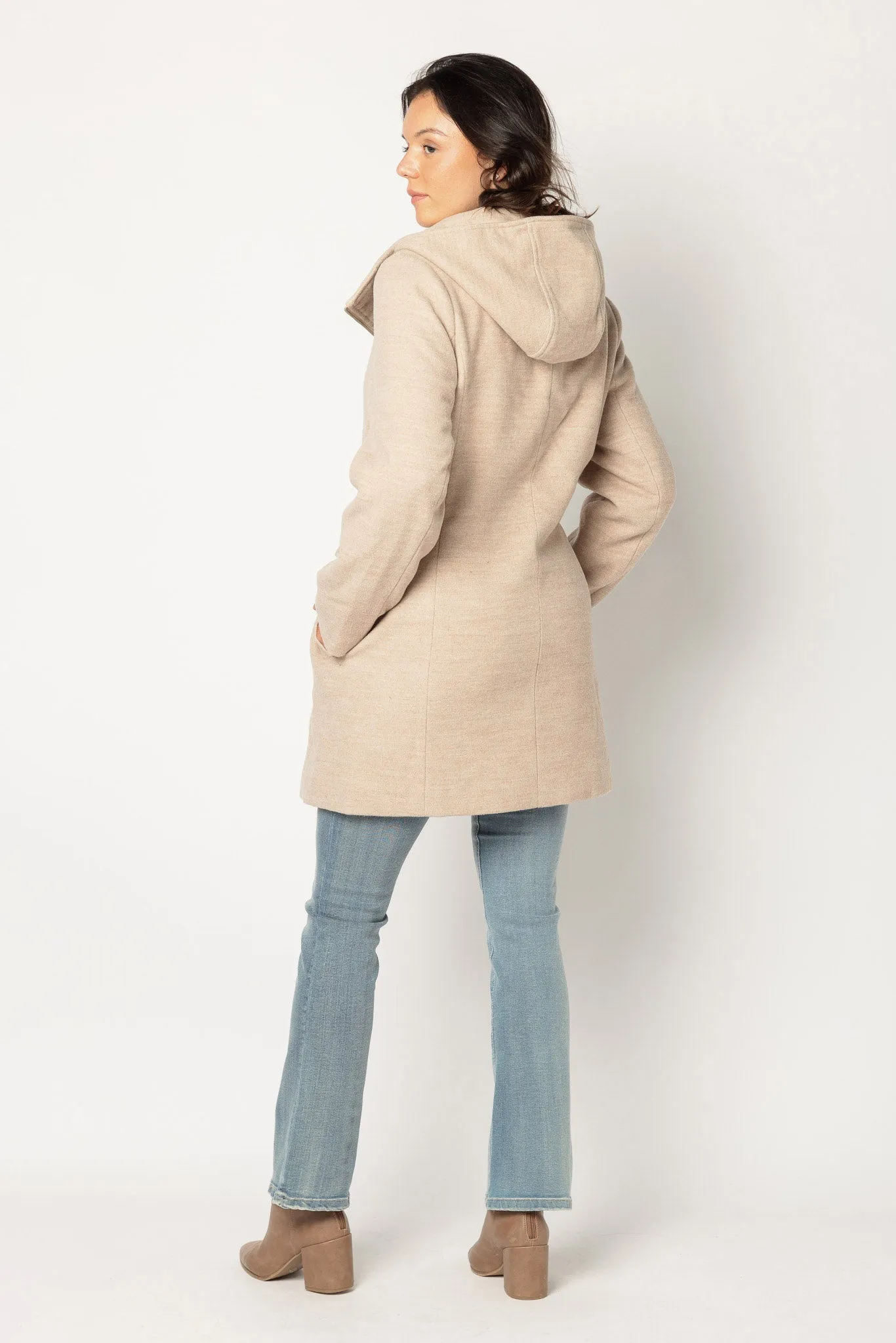 Buttoned Hooded Overcoat