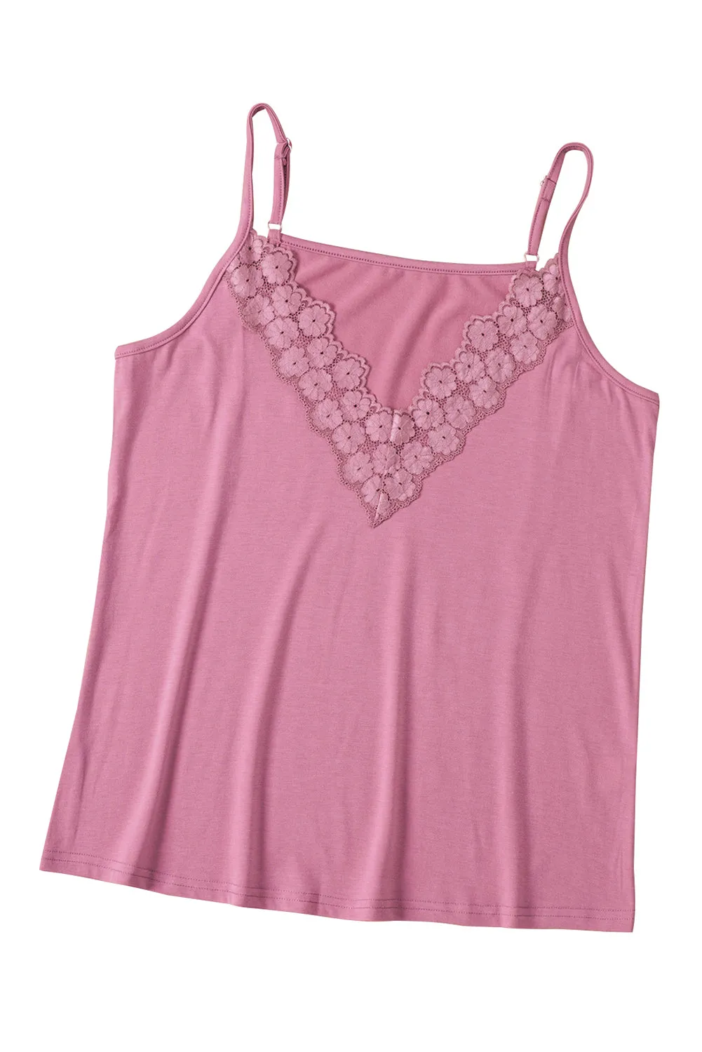 Camisole Top Lace Trim V Neck Spaghetti Strap Tank Top