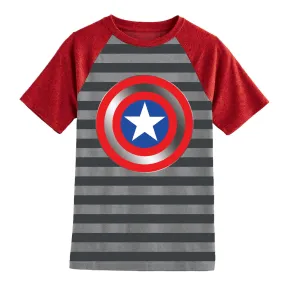 Captain America Boys Youth Striped T-Shirt