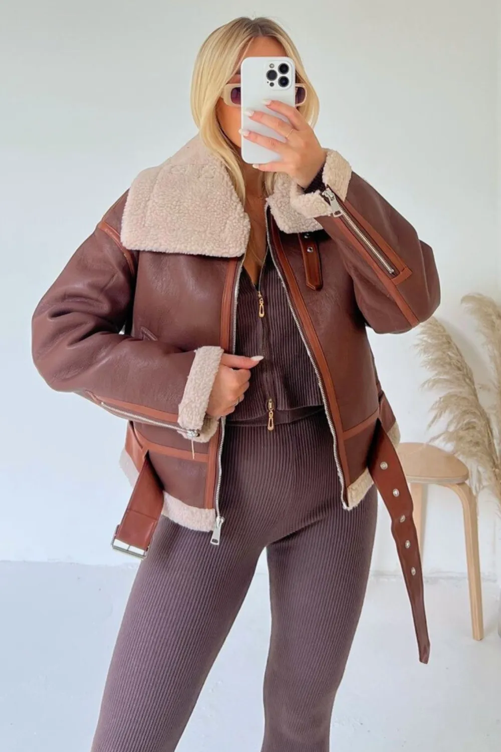 Carmel brown aviator jacket