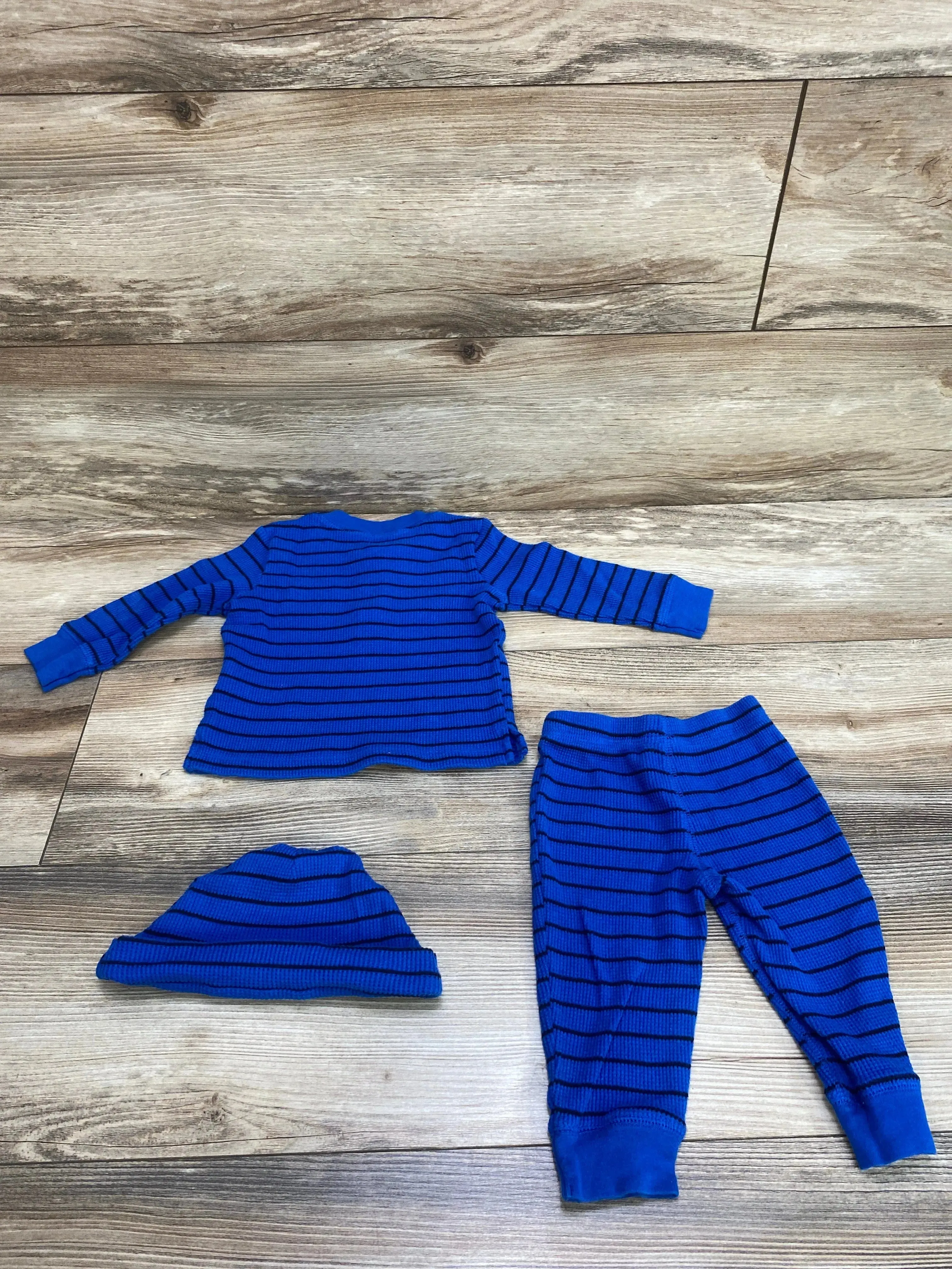 Carter's 3pc Henley Striped Shirt & Pants Set Blue sz 12m