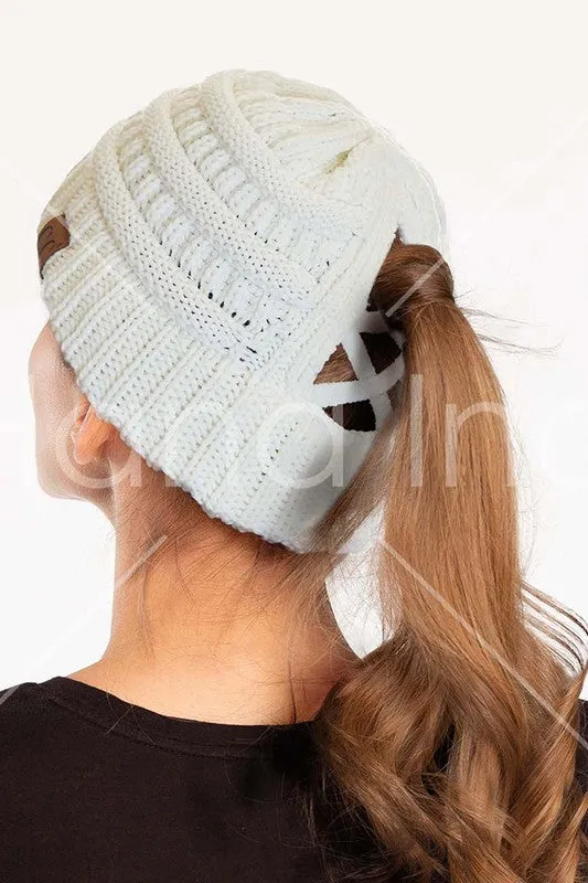 C.C. Criss Cross Ponytail Beanie