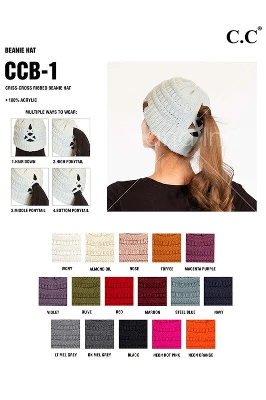 C.C. Criss Cross Ponytail Beanie