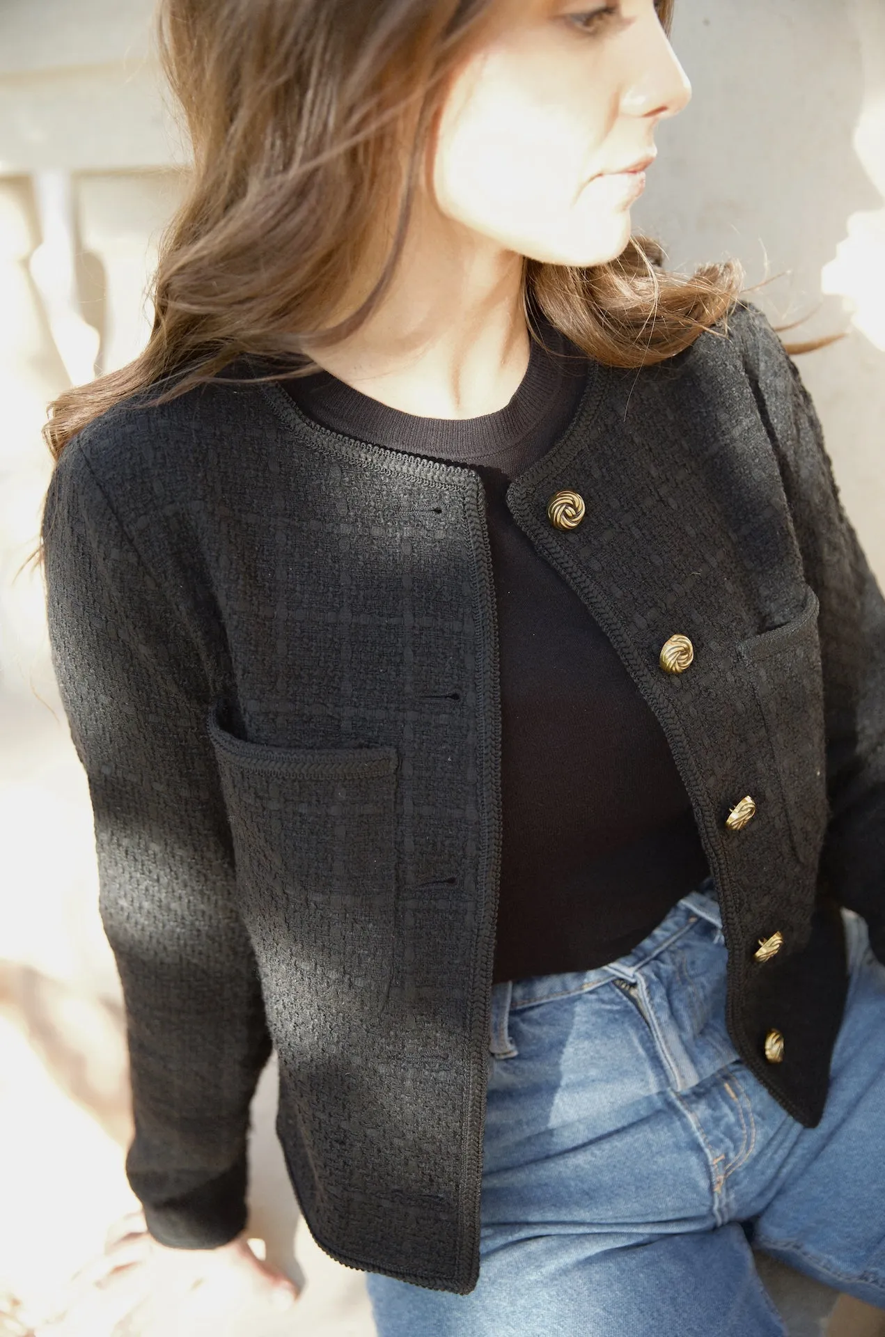 Charlotte Black Tweed Blazer