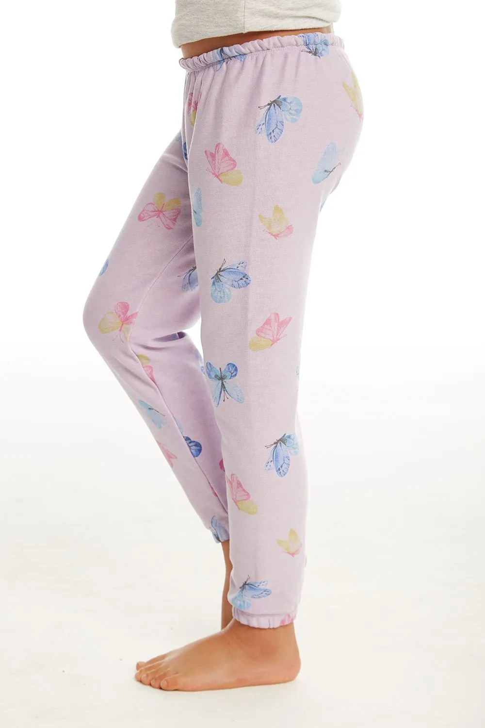 CHASER KIDS - Girls Cozy Knit Lounge Pant "Watercolor Butterflies"