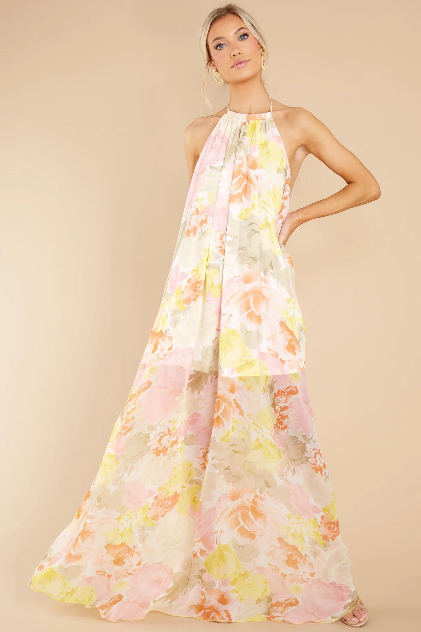 Cheerful Mornings Yellow Multi Floral Print Maxi Dress