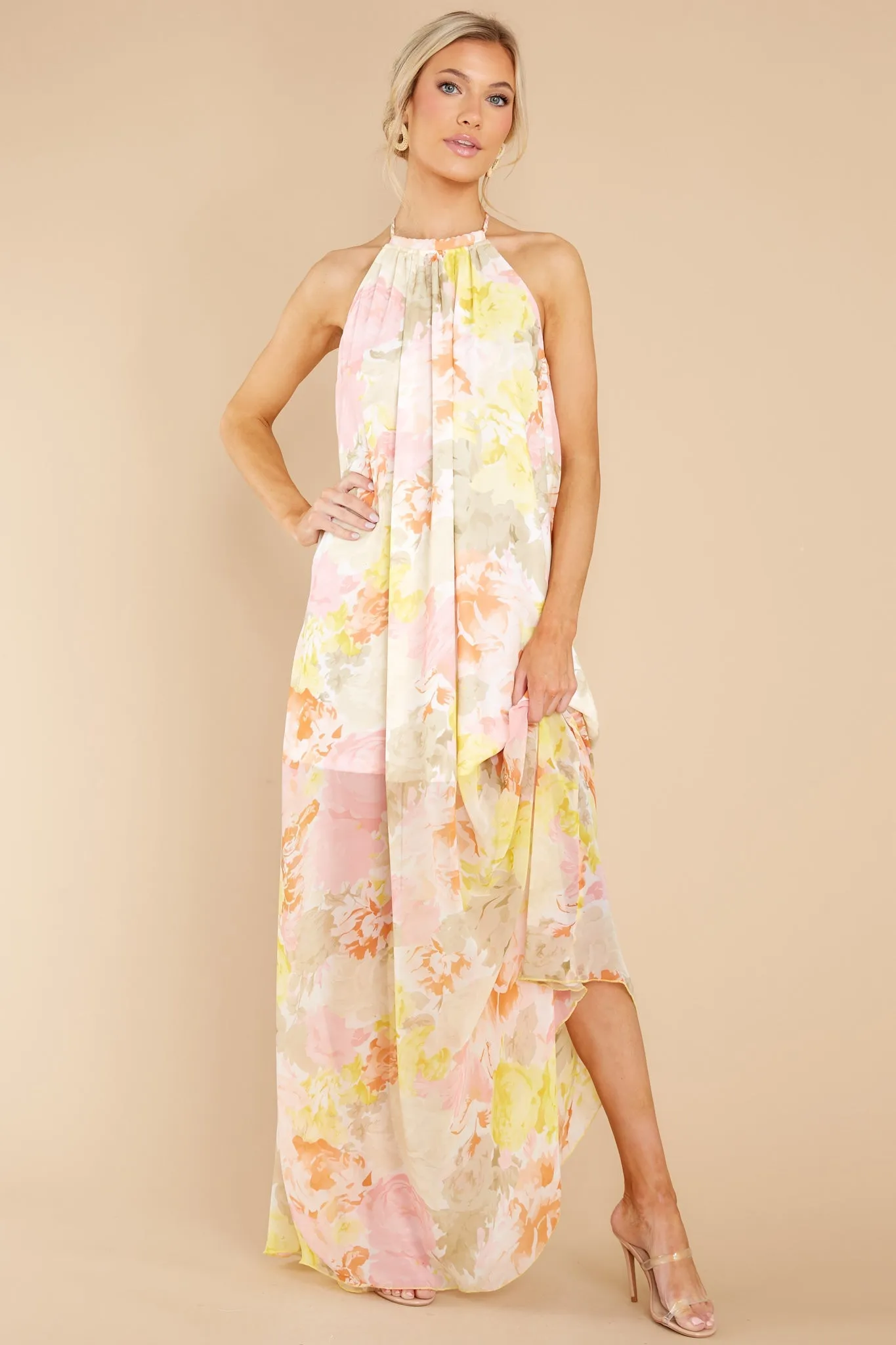 Cheerful Mornings Yellow Multi Floral Print Maxi Dress