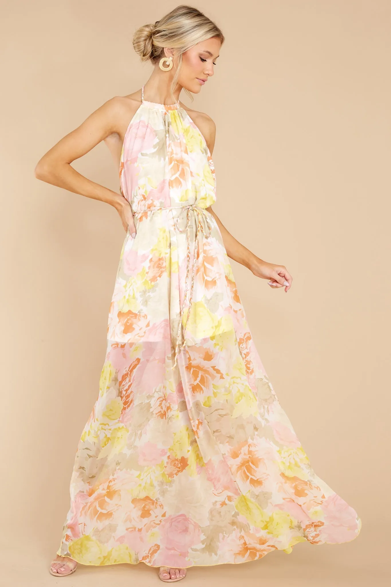 Cheerful Mornings Yellow Multi Floral Print Maxi Dress