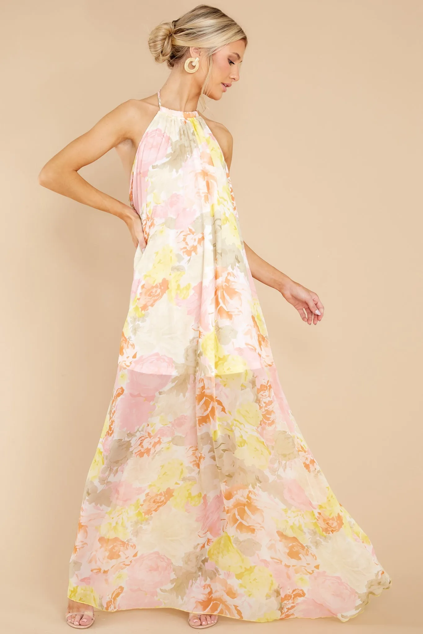 Cheerful Mornings Yellow Multi Floral Print Maxi Dress