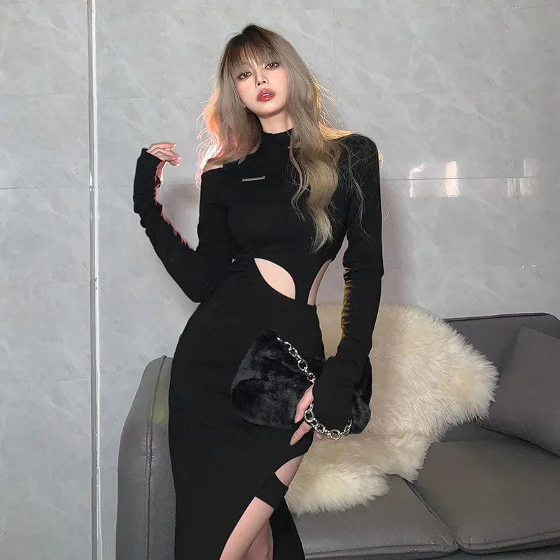 Chic Hollow Cut Irregular High Waist Dress