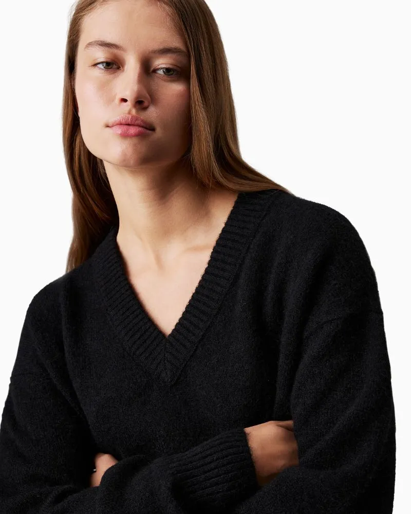 Ck Jeans - Textured Sweater V Neck Dress