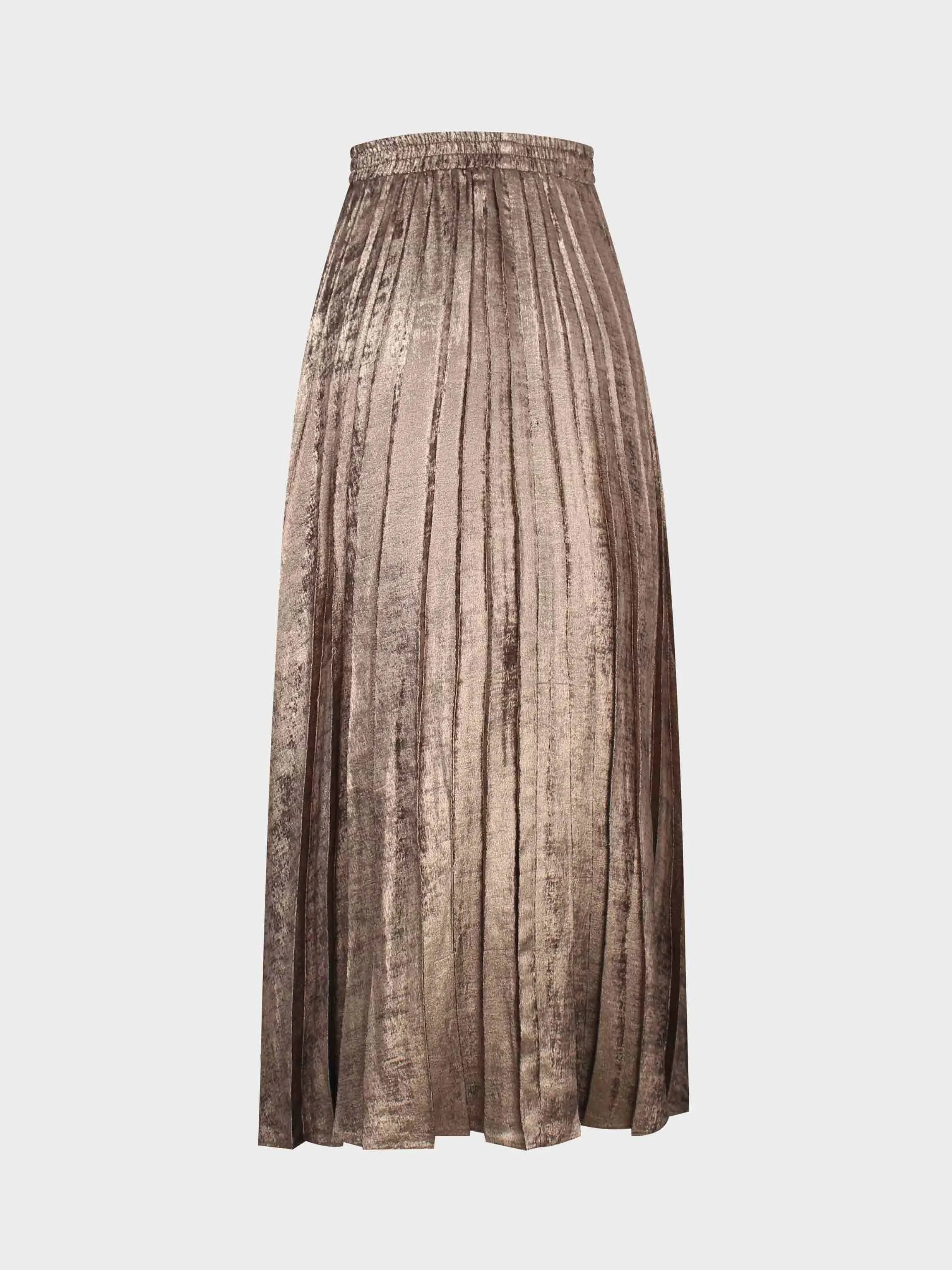 Covered Band Pleated Skirt-Copper Shimmer