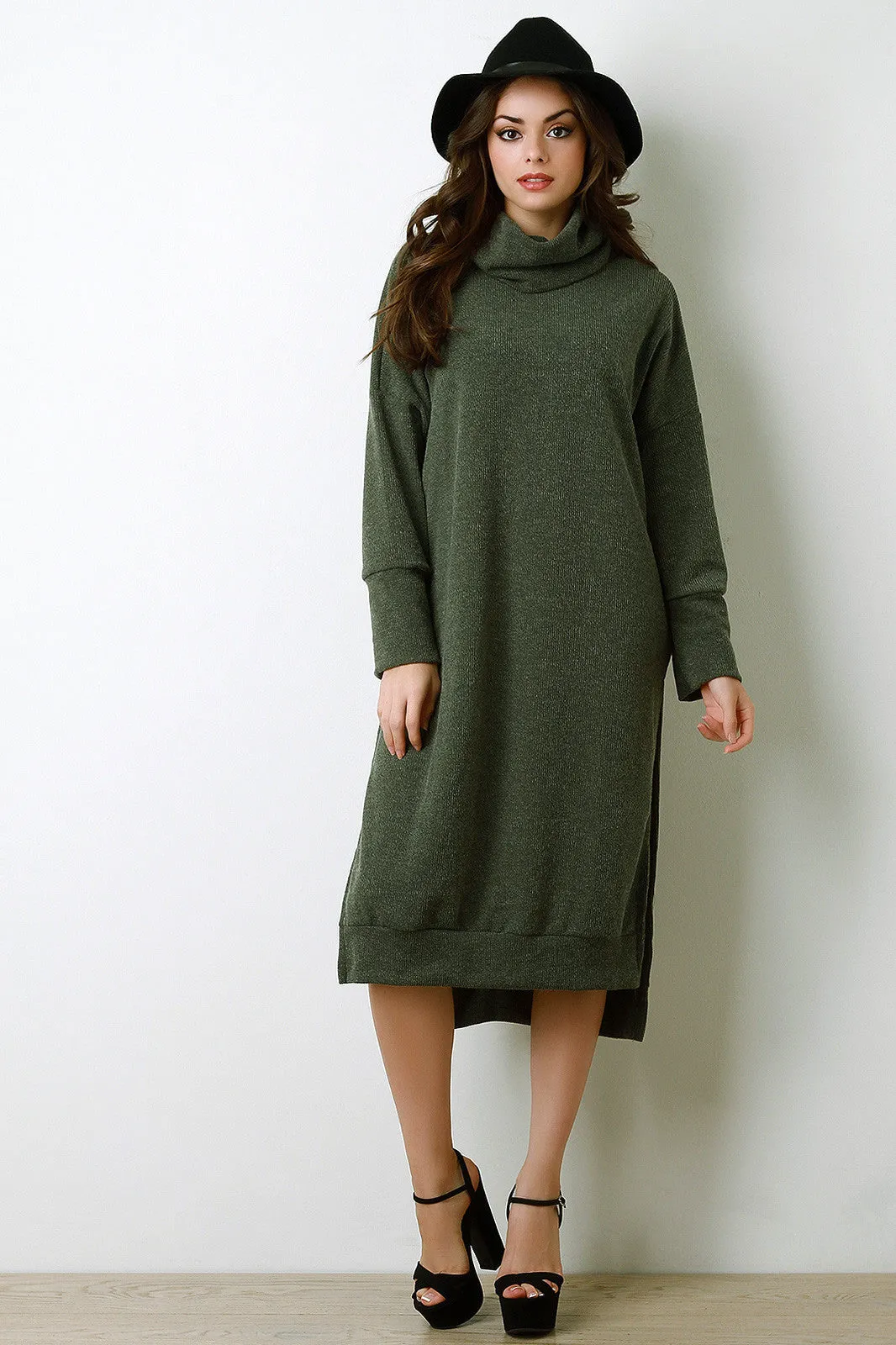 Cozy Cowl Neck Sweater Dress