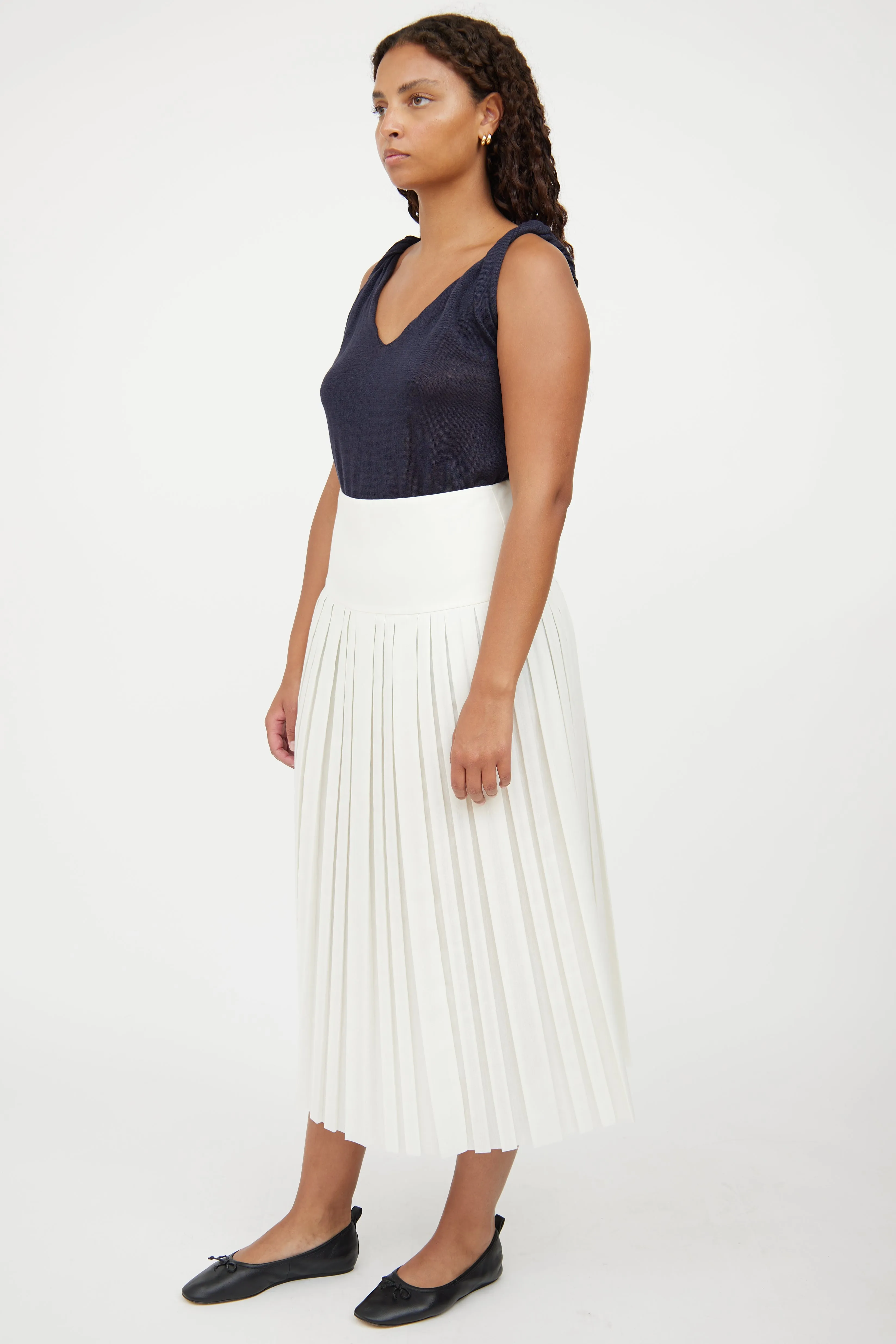 Cream Pleated Magdalita Skirt