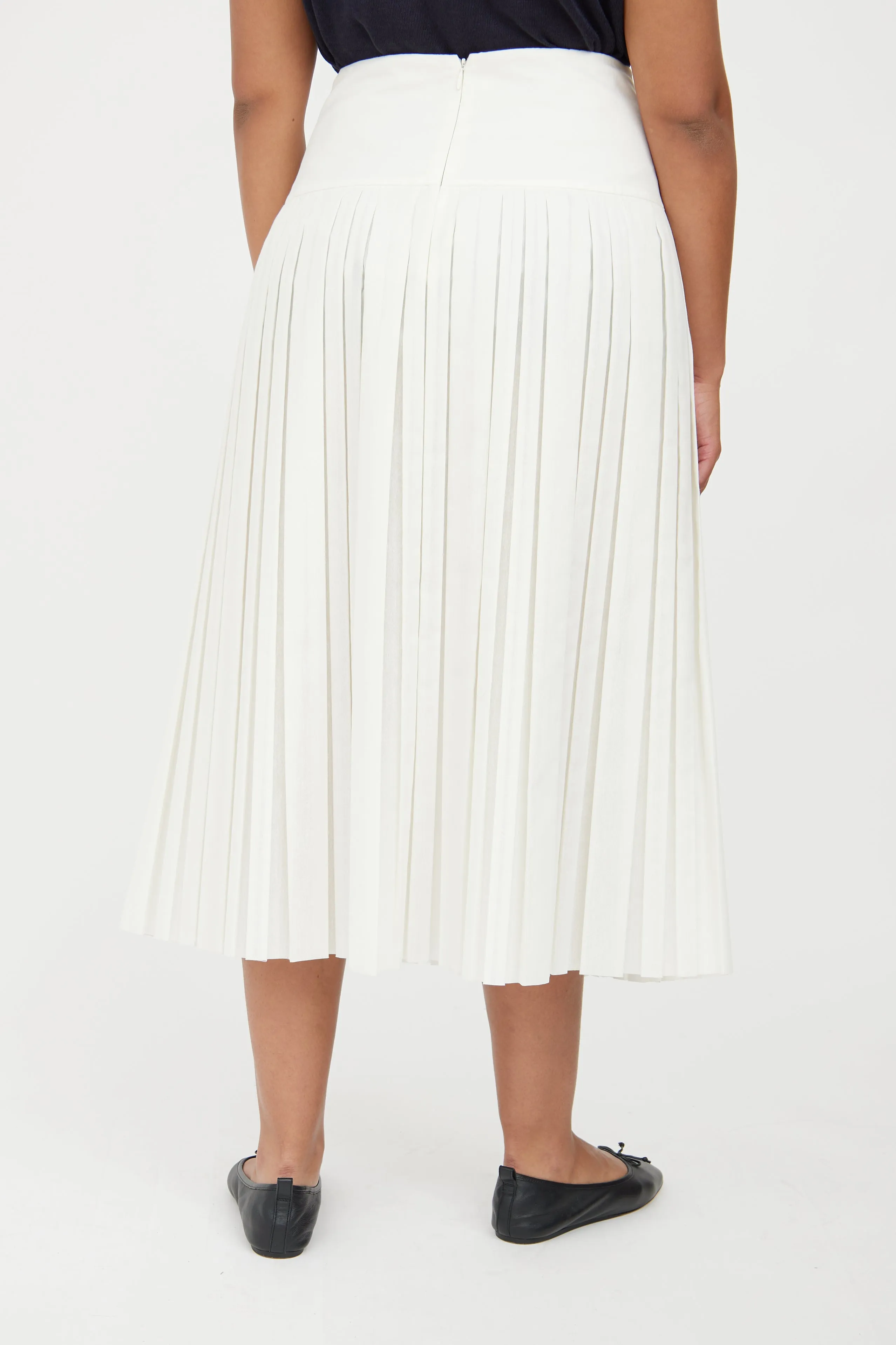 Cream Pleated Magdalita Skirt