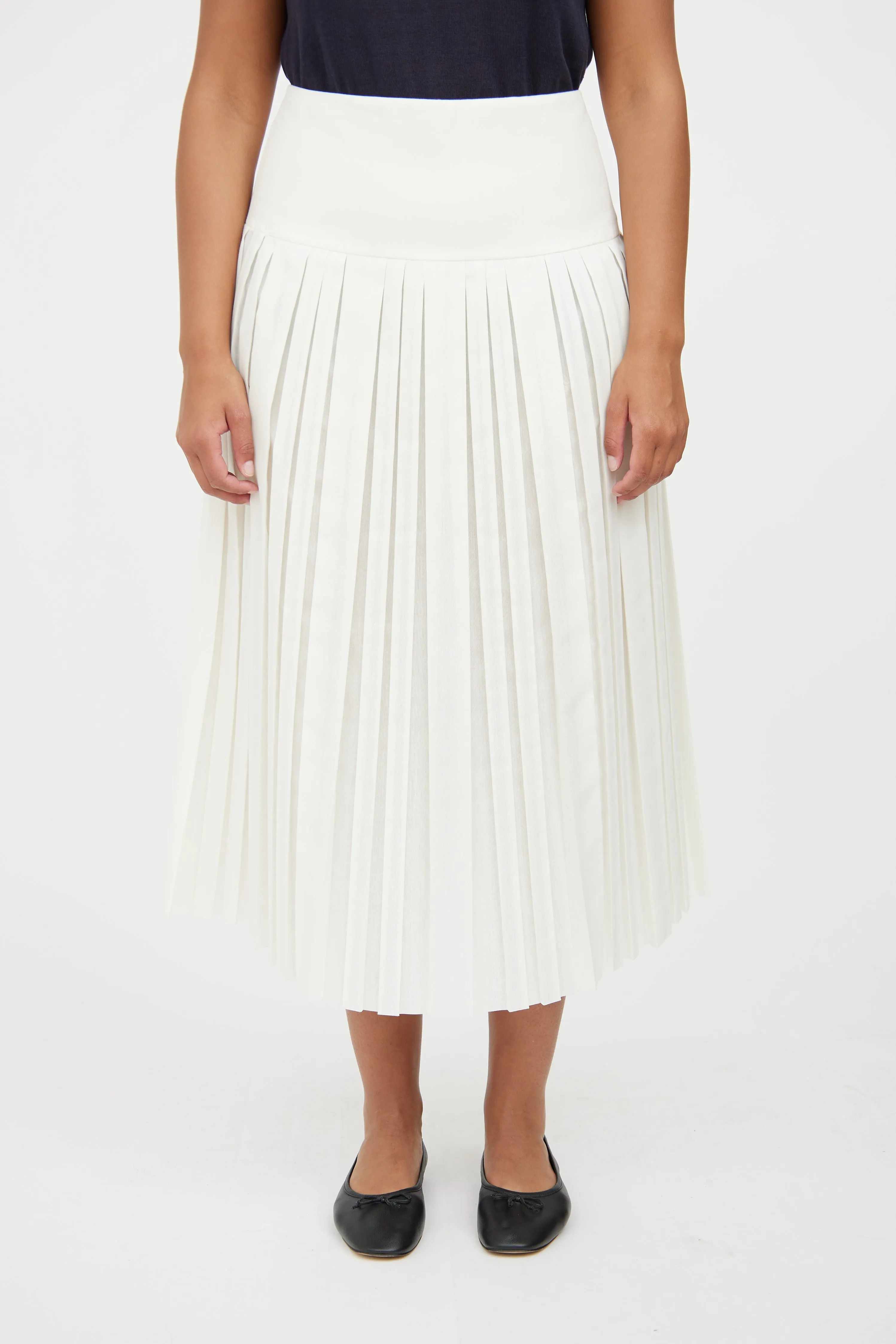 Cream Pleated Magdalita Skirt