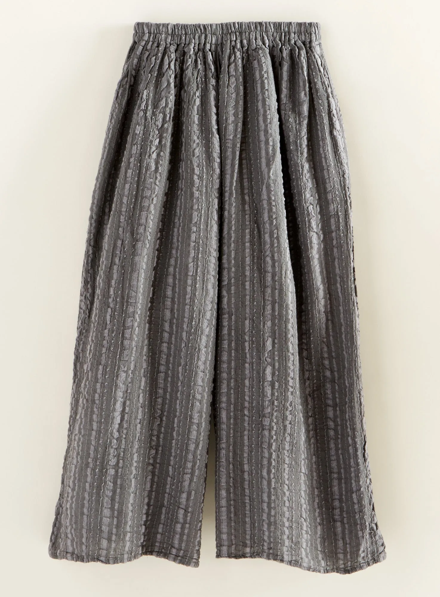 Crinkle Cotton Stripe Palazzo Pants