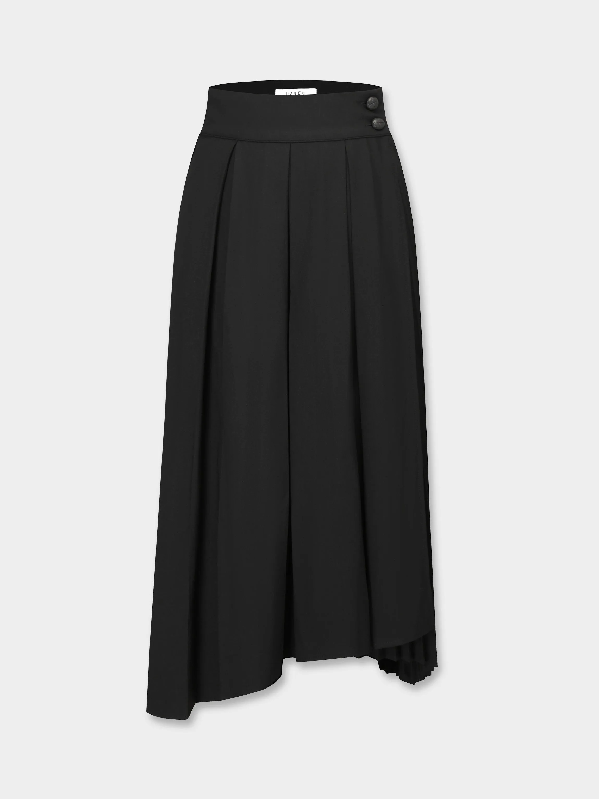 Crossover Mix Pleat Skirt-Black