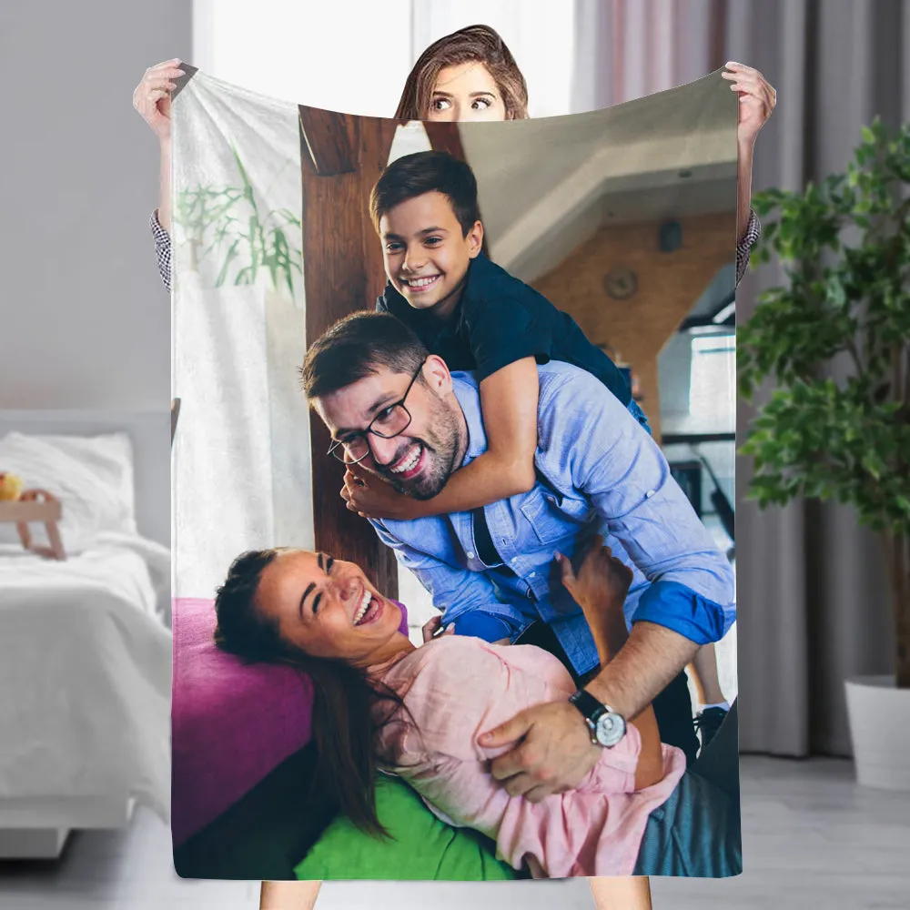 Custom 1 Photo Fleece Blankets for Pet Family/ Couple