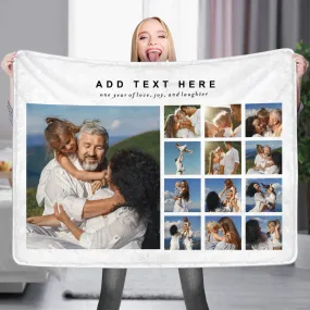 Custom 13 Photos&Text Fleece Blankets Gift for Family