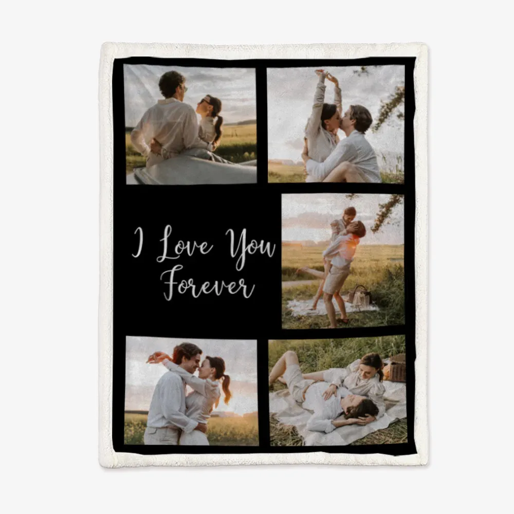 Custom 5 Photos Blankets Fleece I Love You Forever Blankets