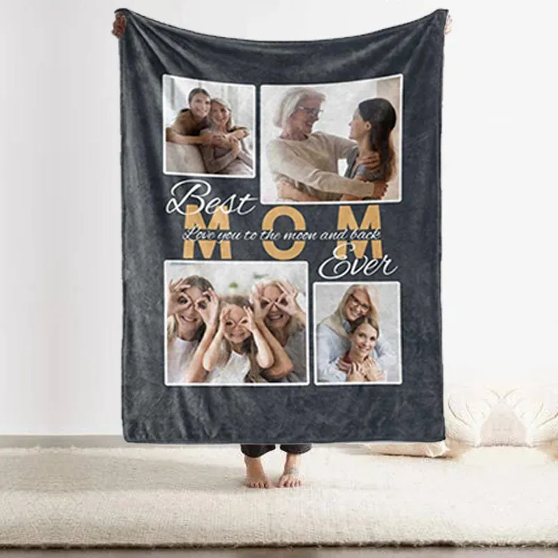 Custom Best Mom 4 Photo Blanket