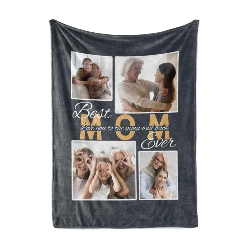 Custom Best Mom 4 Photo Blanket